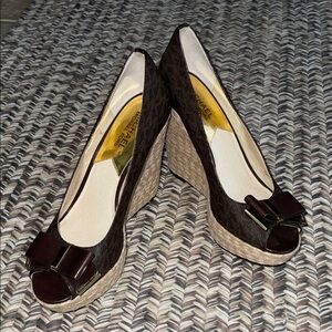 Michael Kors Dark Brown Peep-Toe Heels